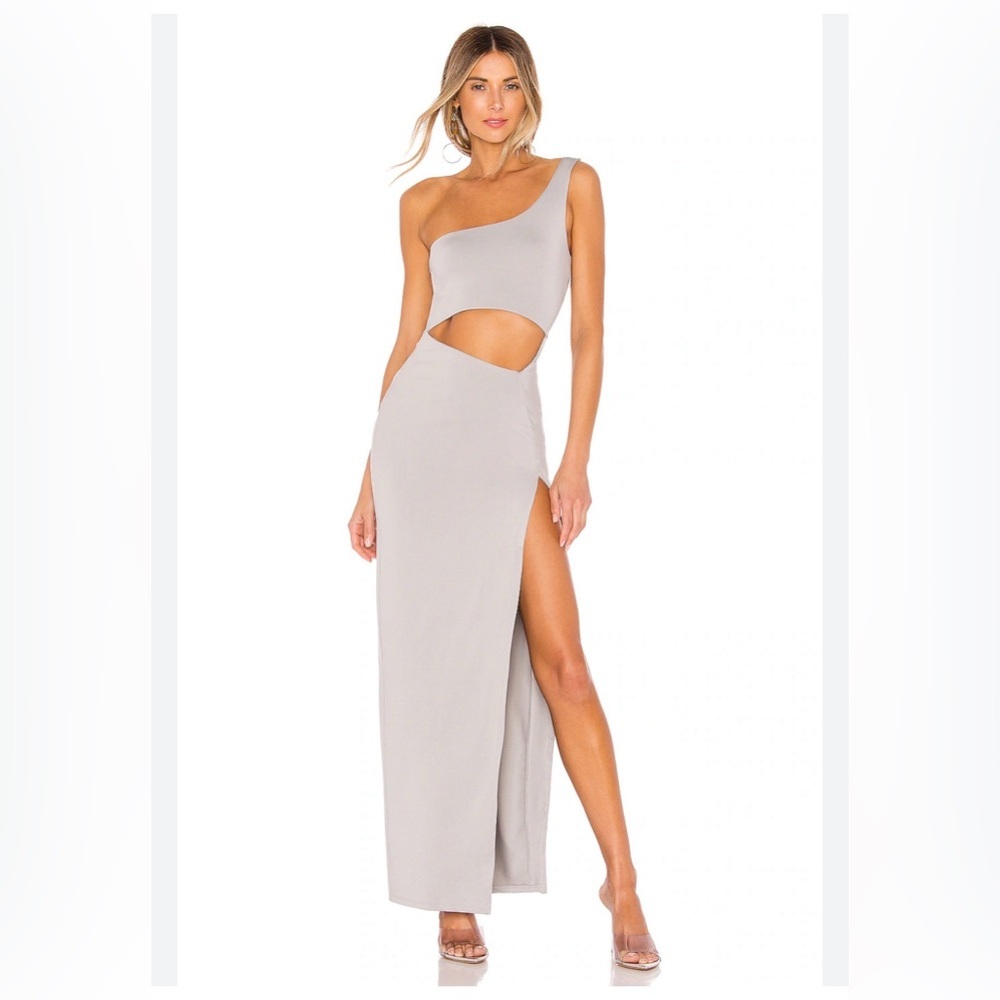 Superdown One-Shoulder Gray Maxi Dress